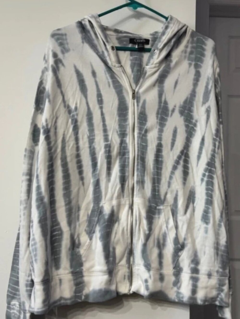 Woman’s Chaps Brand muted blue and white hoodie L